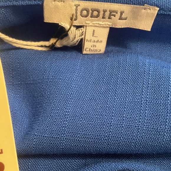 JODIFL Blue Fringe Midi Shift Dress with Fringe & Coin Embellishments Size LNWT - Picture 8 of 8